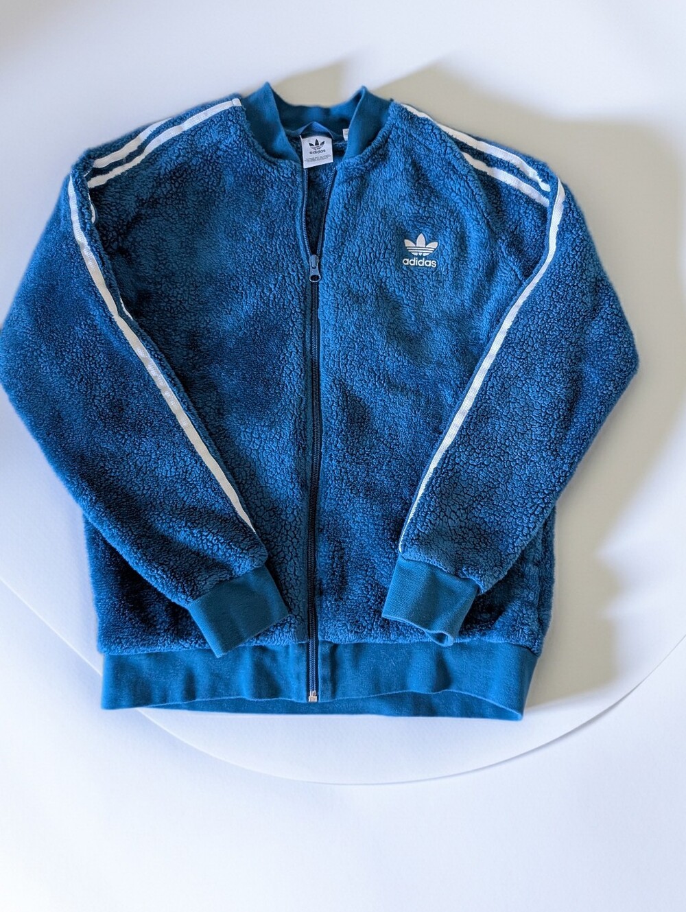 Adidas Originals Blue Sherpa Fleece Track Jacket Youth L 13–14 | Fits Women’s S